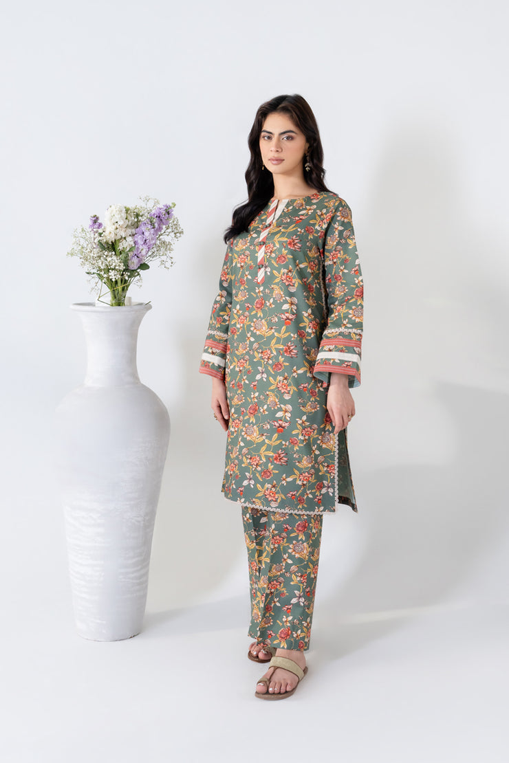 2 Piece - Printed Lawn Suit - Daisy