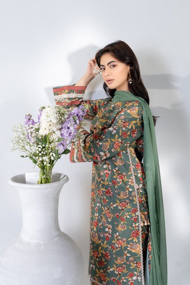 2 Piece - Printed Lawn Suit - Daisy