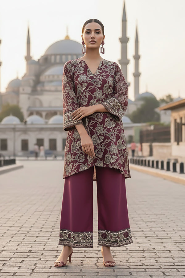 2 Piece - Printed Silk Co-ord Set - BD - 10