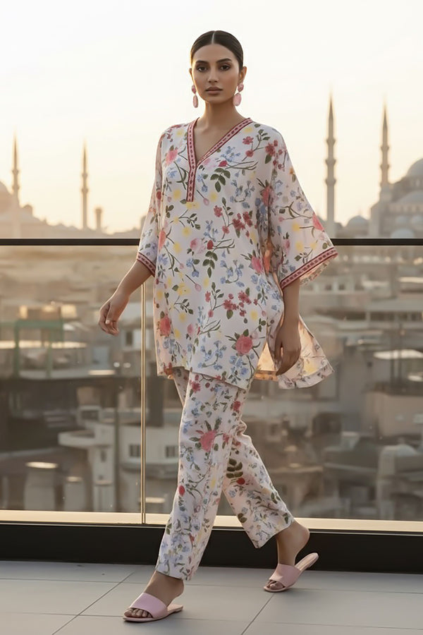 2 Piece - Printed Silk Co-ord Set - BD - 03