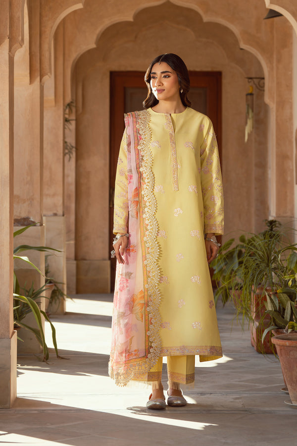 3 Piece - Premium Embroidered Lawn Suit - DE - 07