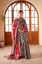 3 Piece - Printed & Embroidered Khaddar Suit - AU-07